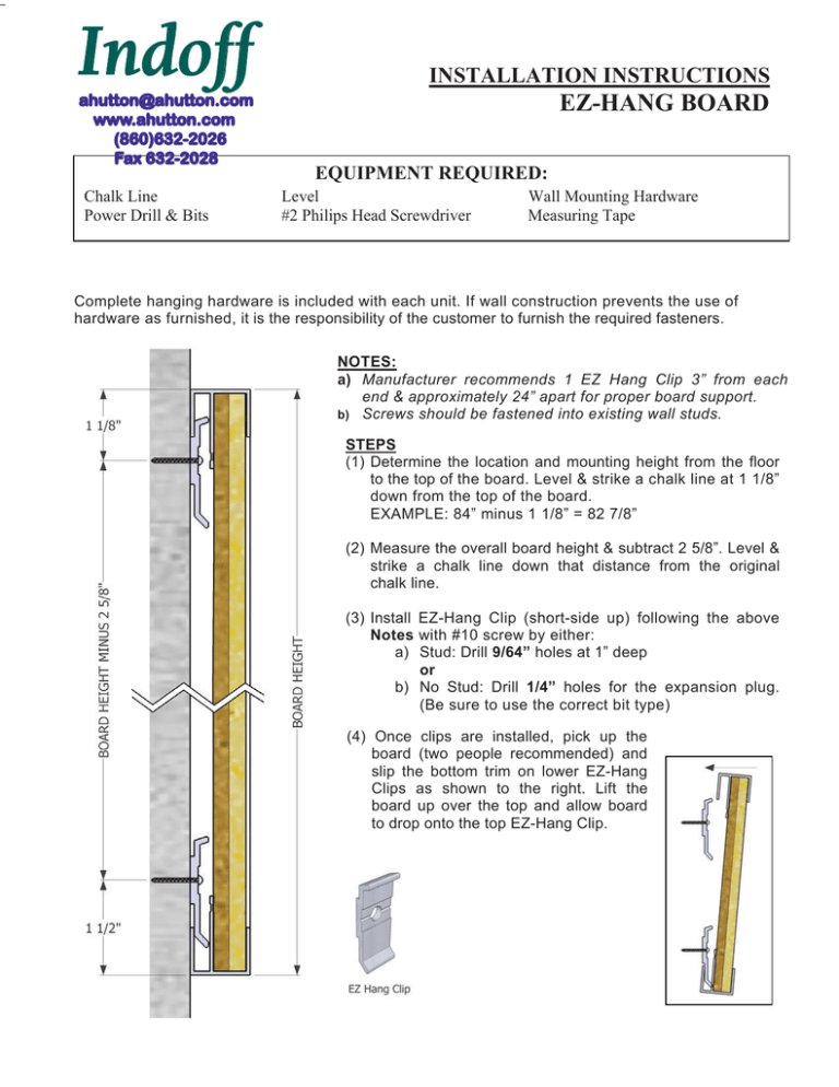 Installation for EZ Hang No Tray