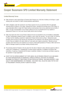 Cooper Bussmann SPD Limited Warranty Statement