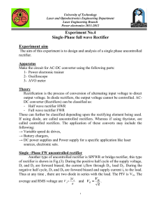 Single-Phase Full Wave Rectifier Experiment