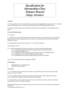 Specification for Intermediate Class Polymer Housed Surge Arresters