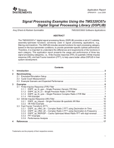 Signal Processing Examples Using the TMS320C67x DSP Library