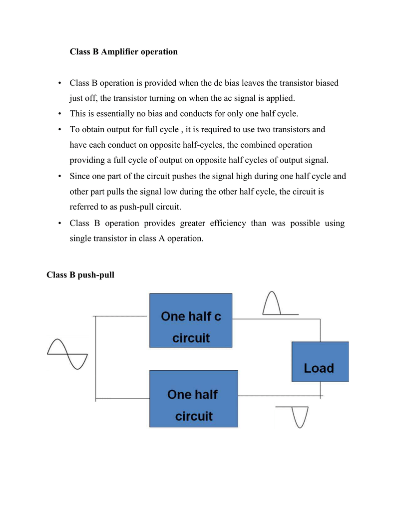 Class B Push Pull Amplifier Circuit Diagram - Circuit Diagram