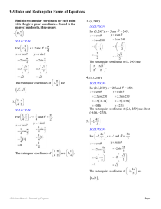 Polar & Rectangular Coordinates Worksheet