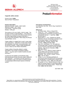 Copper(II) sulfate solution Product Code C2284 Store at Room