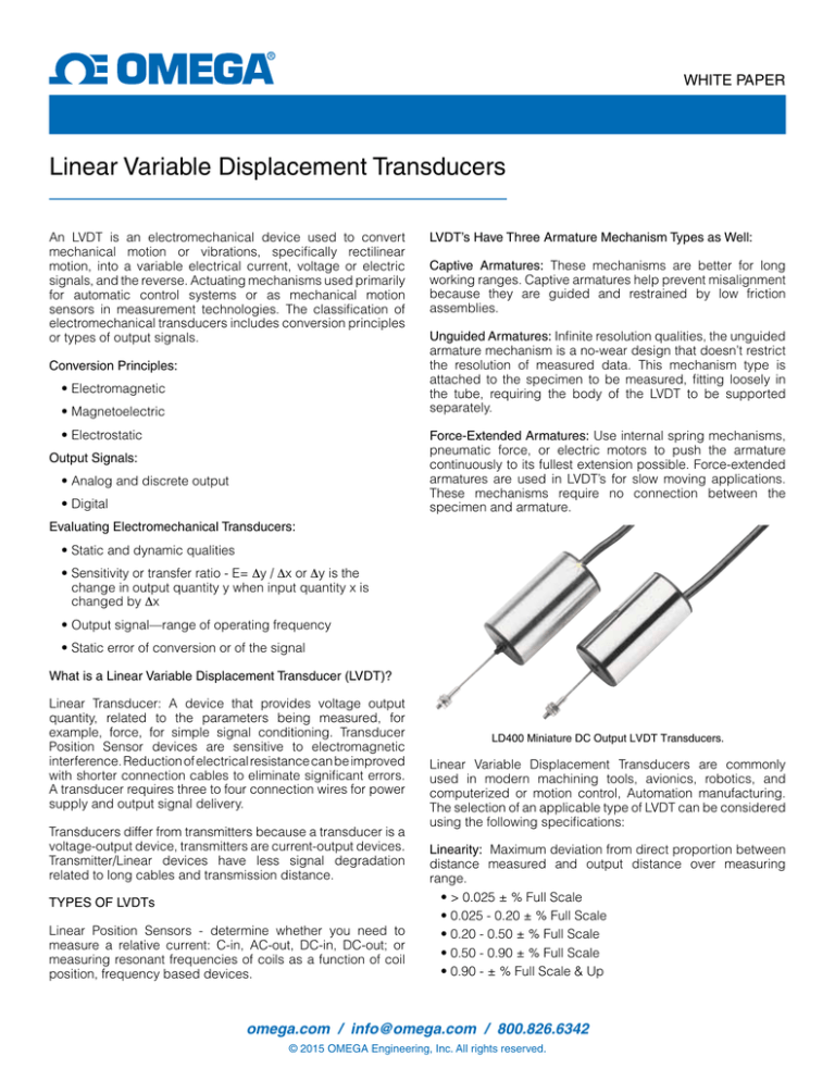 LVDT: Linear Variable Displacement Transducers Explained