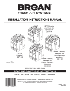 Broan Fresh Air System Installation Manual (04326 rev.7):Grand
