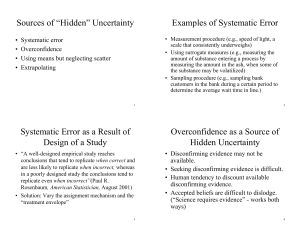 Sources of “Hidden” Uncertainty Examples of Systematic Error