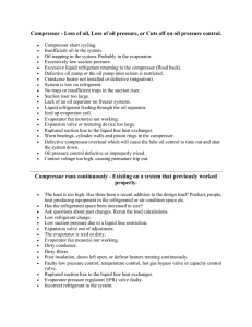 Compressor - Loss of oil, Loss of oil pressure, or Cuts off on oil