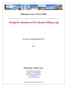 Design/Evaluation of Overhead Lifting Lugs