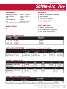 Shield-Arc 70+ SMAW Electrode Data Sheet