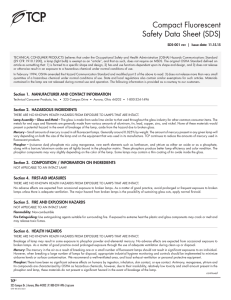 Compact Fluorescent Safety Data Sheet (SDS)