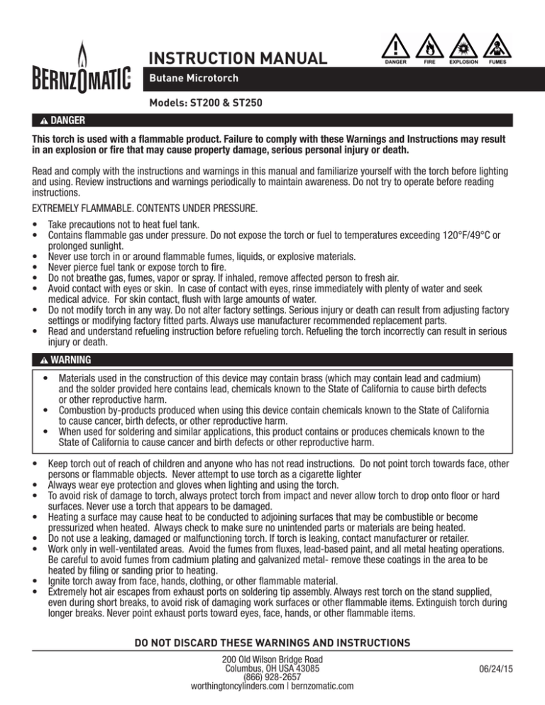 Instructions BernzOmatic