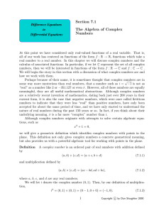 Section 7.1 The Algebra of Complex Numbers