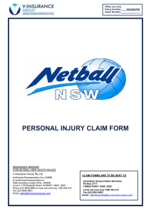 personal injury claim form - Netball Australia Risk Protection Program