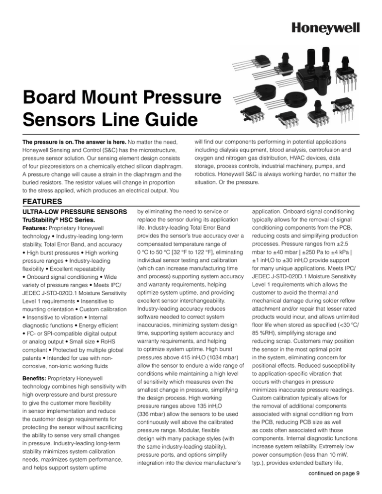 Board Mount Pressure Sensors Line Guide