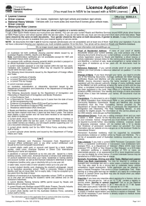 Licence Application - Roads and Maritime Services