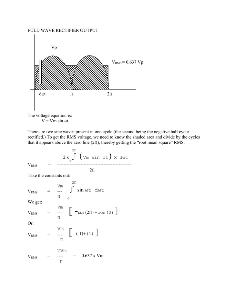 Full-Wave Rectifier RMS Voltage Calculation