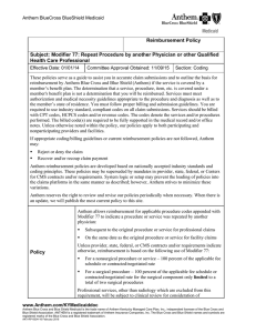 Reimbursement Policy Subject: Modifier 77: Repeat Procedure by