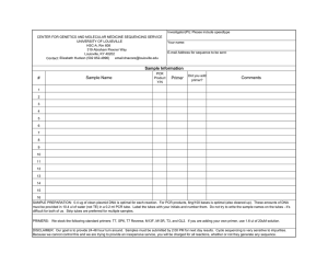 Sample Information # Sample Name Primer Comments