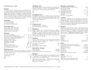 Vi Editor Reference Card: Commands & Modes