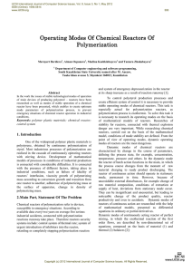 Operating Modes Of Chemical Reactors Of Polymerization