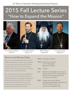 2015 Fall Lecture Series - St. Tikhon`s Orthodox Theological Seminary