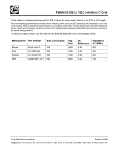 Ferrite Bead Recommendations