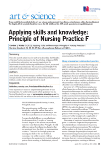 Applying skills and knowledge: Principle of Nursing Practice F