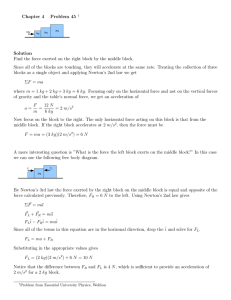 Chapter 4 Problem 45 † Solution Find the force exerted on the right