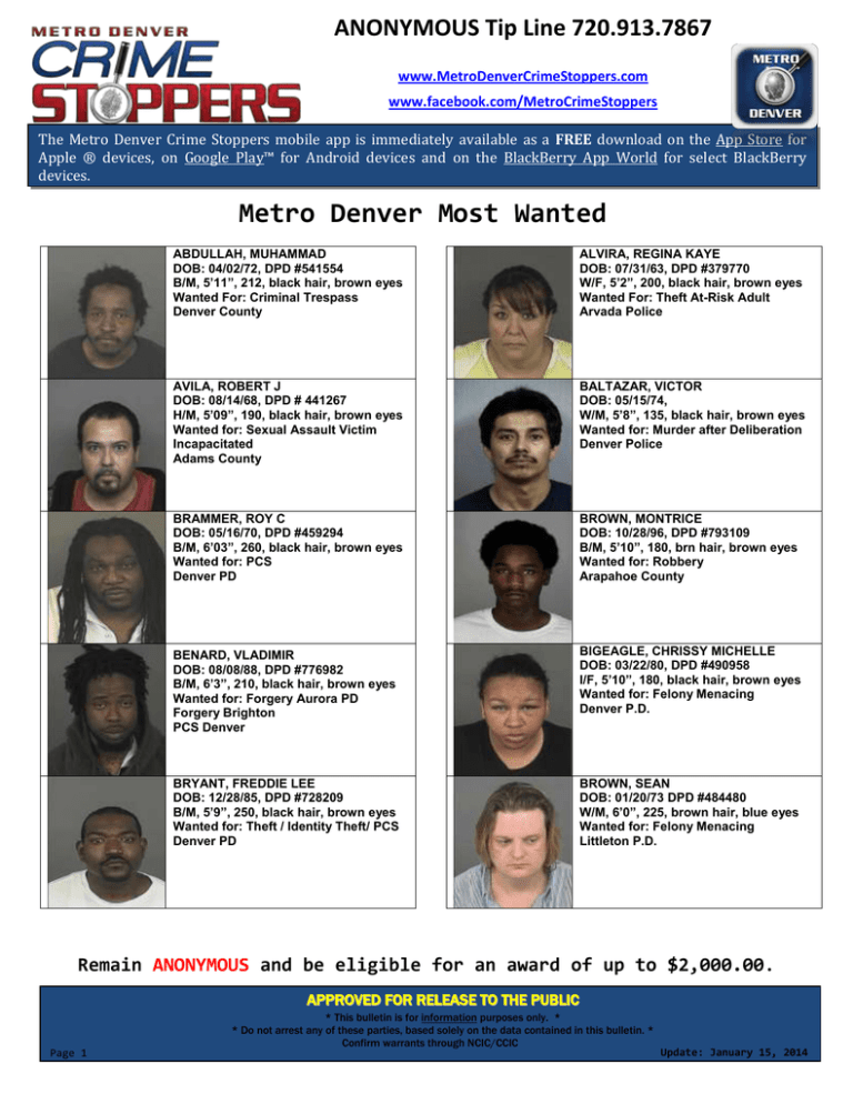 Metro Denver Most Wanted
