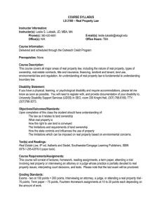 COURSE SYLLABUS LS 2100 – Real Property Law Instructor