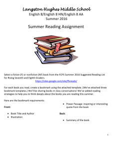 Summer Reading Assignment