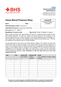 Home Blood Pressure Diary for Monitoring & Recording