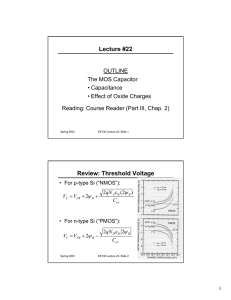 Lecture #22 Review: Threshold Voltage