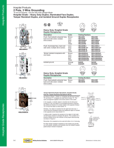 Hospital Grade Receptacles Hospital Products 2 Pole, 3 Wire