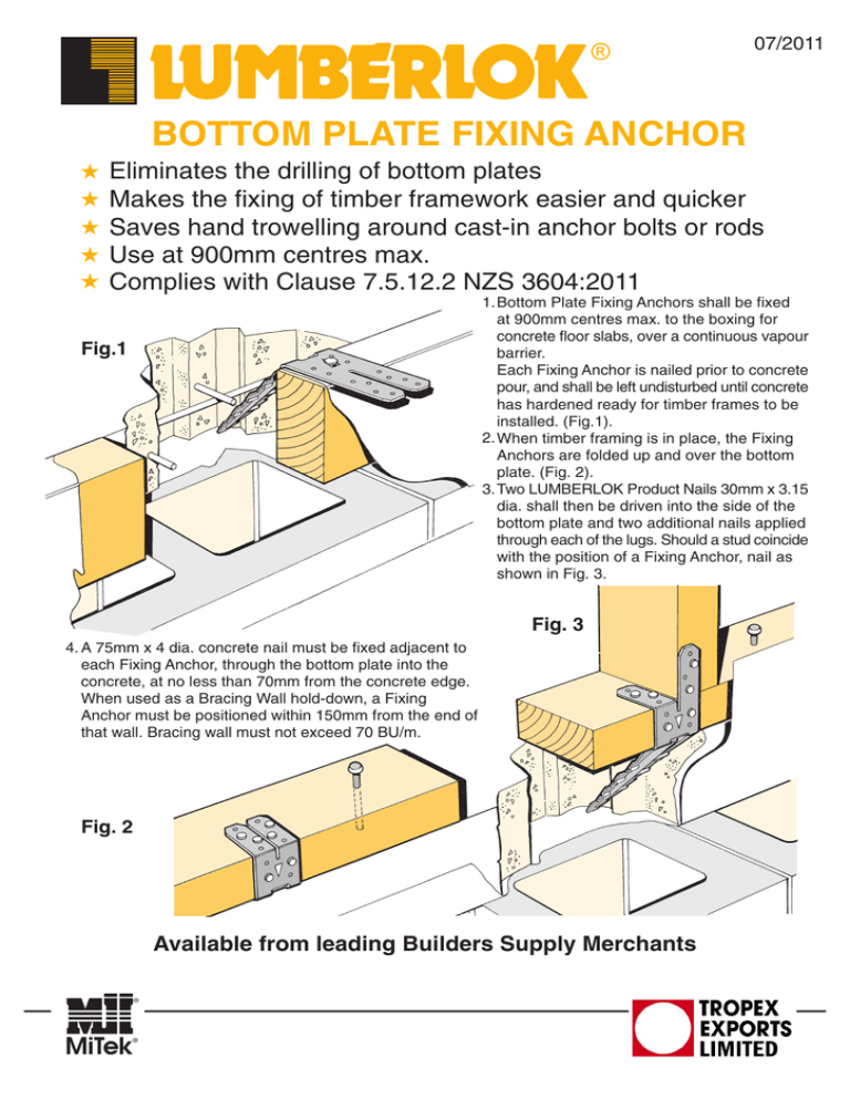 BOTTOM PLATE FIXING ANCHOR