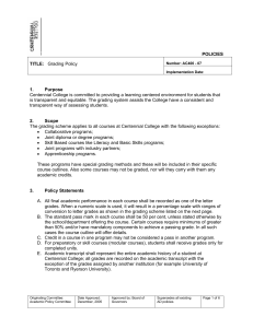 Centennial College Grading Policy - AC400-07