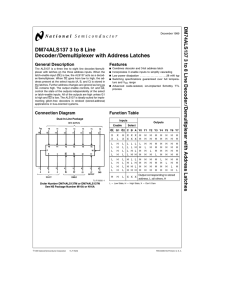 DM74ALS137 3 to 8 Line Decoder/Demultiplexer with Address