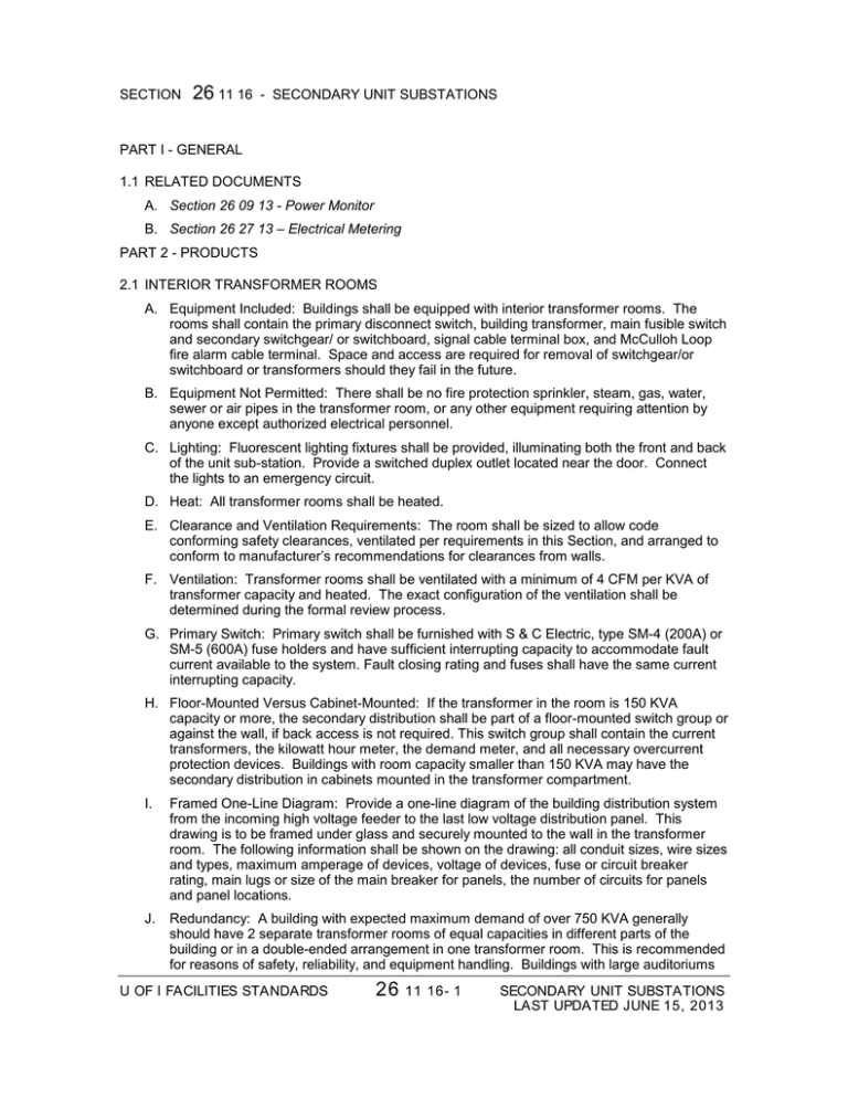 26 11 16 - Secondary Unit Substations