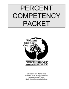 Percent Competency Packet: Fractions, Decimals, Percentages
