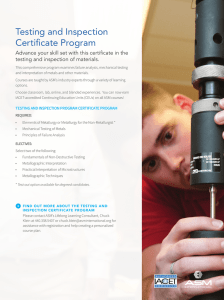 Testing and Inspection Certificate Program