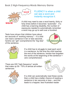 High-Frequency Words Memory Game Instructions