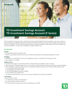 TD Investment Savings Account TD Investment Savings Account