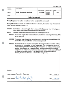 Late Homework - Applewood Christian School