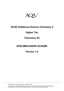 GCSE Chemistry Specimen Mark Scheme Higher Specimen