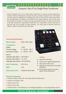 Sumpner`s Test - Premier Engineering lab