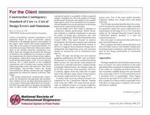 Construction Contingency—Standard of Care vs. Cost of Design