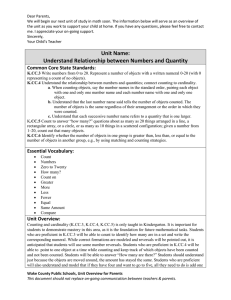 Unit Name: Understand Relationship between Numbers and Quantity