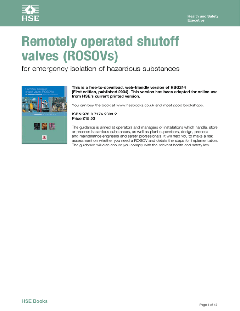 Remotely operated shutoff valves (ROSOVs)