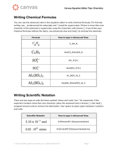 Writing Chemical Formulas Writing Scientific Notation